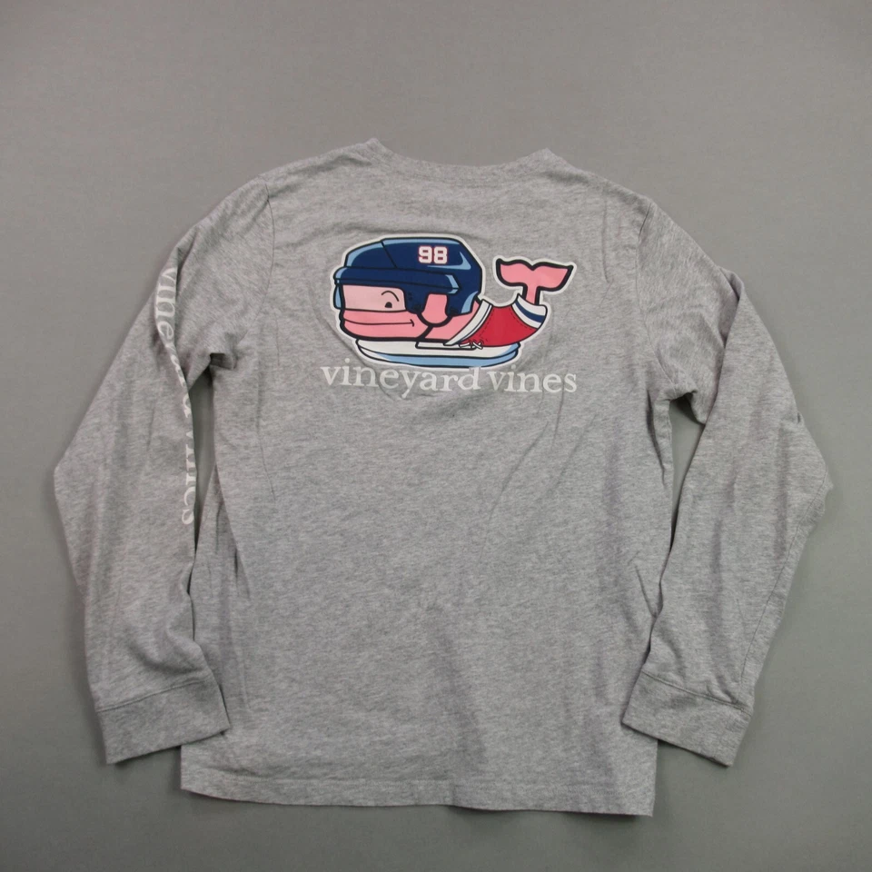 Camisa Vineyard Vines Niñas Grande Gris Ballena Cuello Redondo Ligera Manga Larga Foto 4 de 4