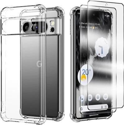 SBOX Funda para teléfono Google Pixel 8 Pro/6A/7A, cubierta de silicona transparente y protector de pantalla