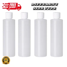 4-Pack Plastic Cylinder Bottles – Flip-Top, Refillable, Squeeze Dispensing Use
