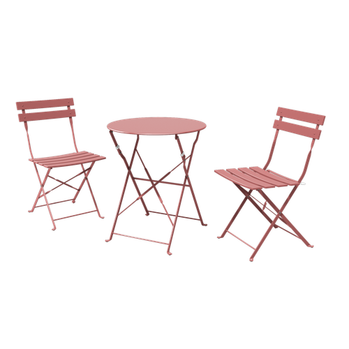 3 PCS Foldable Patio Table and Chairs Steel Patio Bistro Outdoor