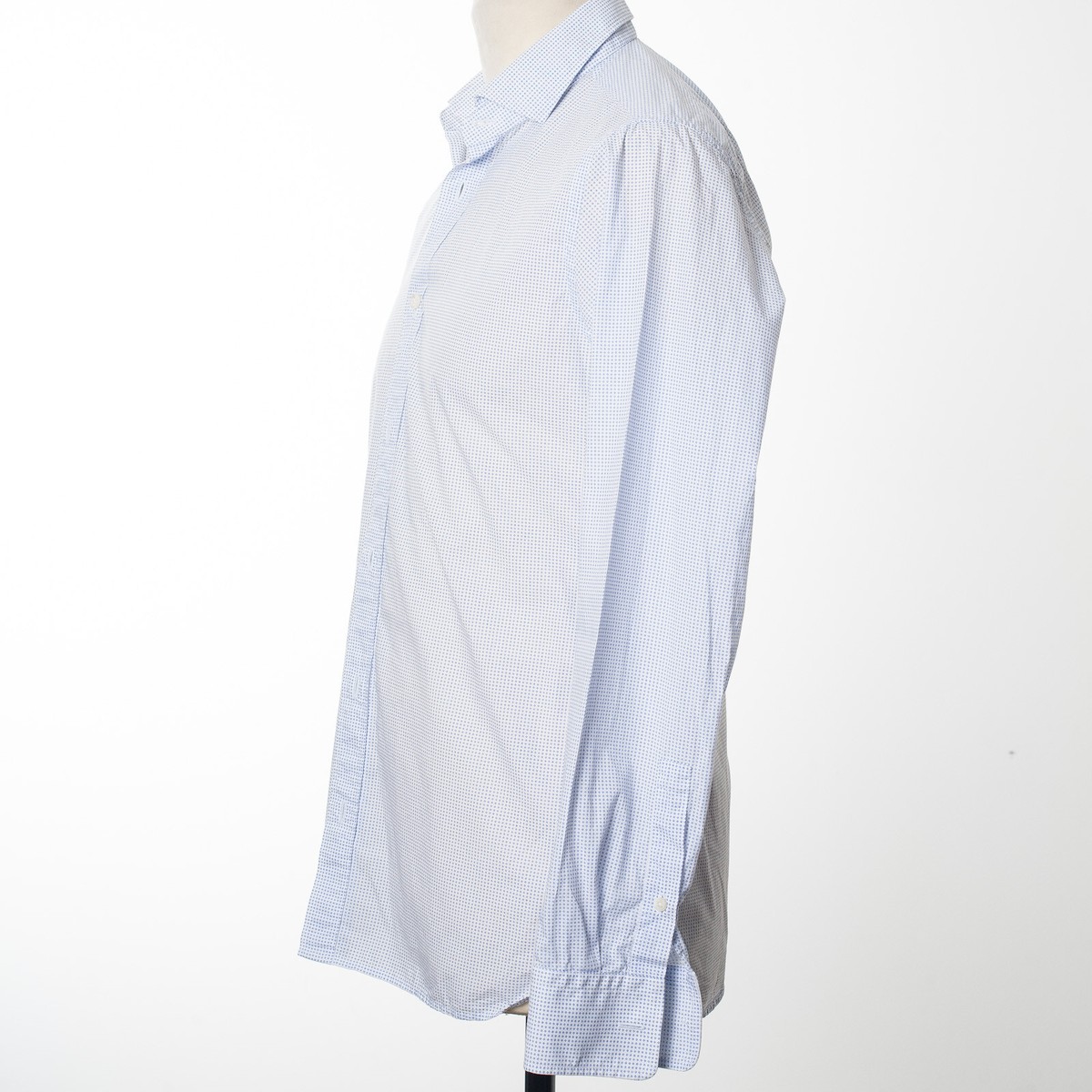 Z ZEGNA Dress Shirt White Diamond Print Poplin Cotton Size 38/15