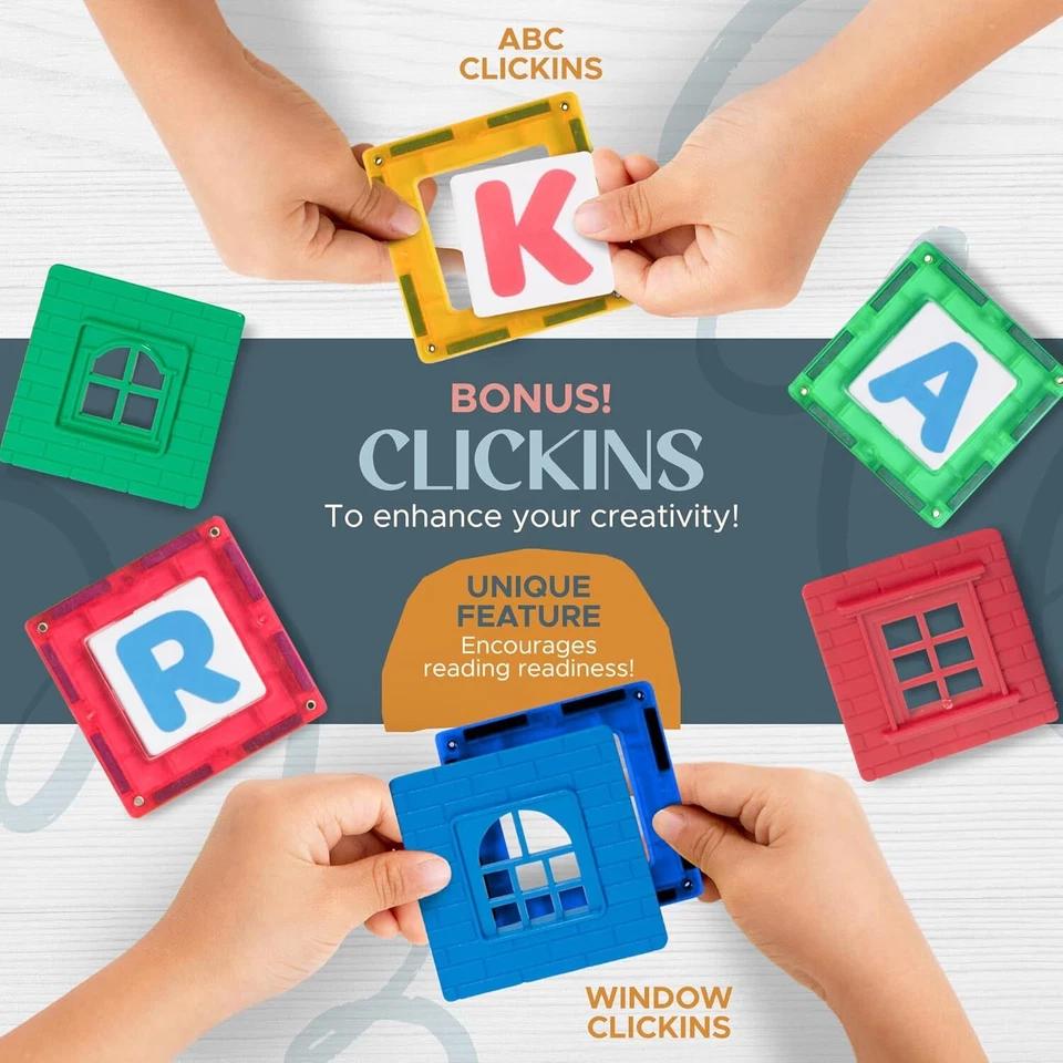 Playmags 100 3D Magnetic Building Blocks Set For Kids - STEM Magnet Toys - Image 2 of 4