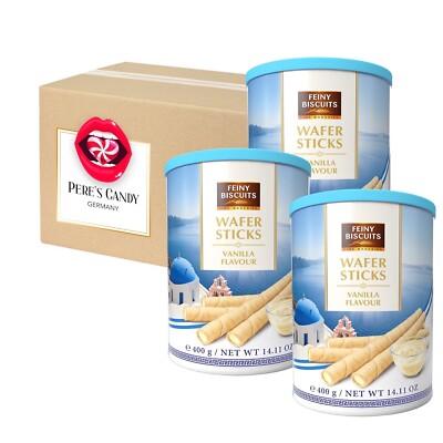 Vanille Wafer Sticks Waffelröllchen mit Vanillegeschmackcreme 3er Pack 3 x 400g