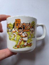 Vintage Childs Ceramic Mug. Sporting Theme Cricket And Tennis