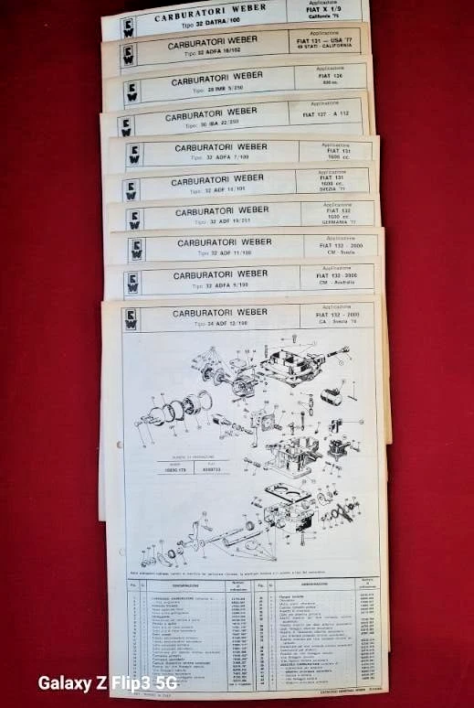 59 FOGLI SPACCATO CARBURATORI WEBER - - Immagine 3 di 4