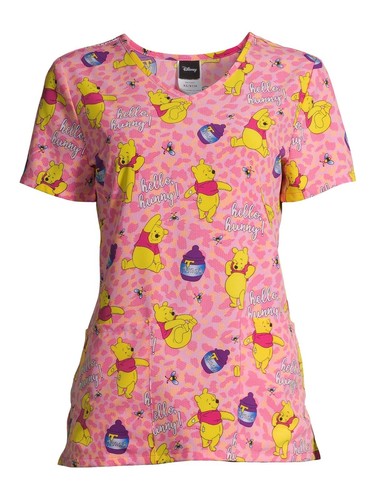Winnie The Pooh Bear Disney Scrub Top Shirt Women's Size Small M Large NWT NEW - Picture 6 of 6