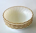 4 Vtg Anchor Hocking Milk Glass Suburbia Golden Shell Fire King Bowls 4 7/8" USA