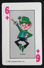 1981 General Mills Cereal Card Game Hearts Lucky 6 Diamonds