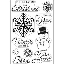 Hero Arts WINTER WISHES CL647 Clear Cling Stamps Holiday Greetings Snowman 10PC