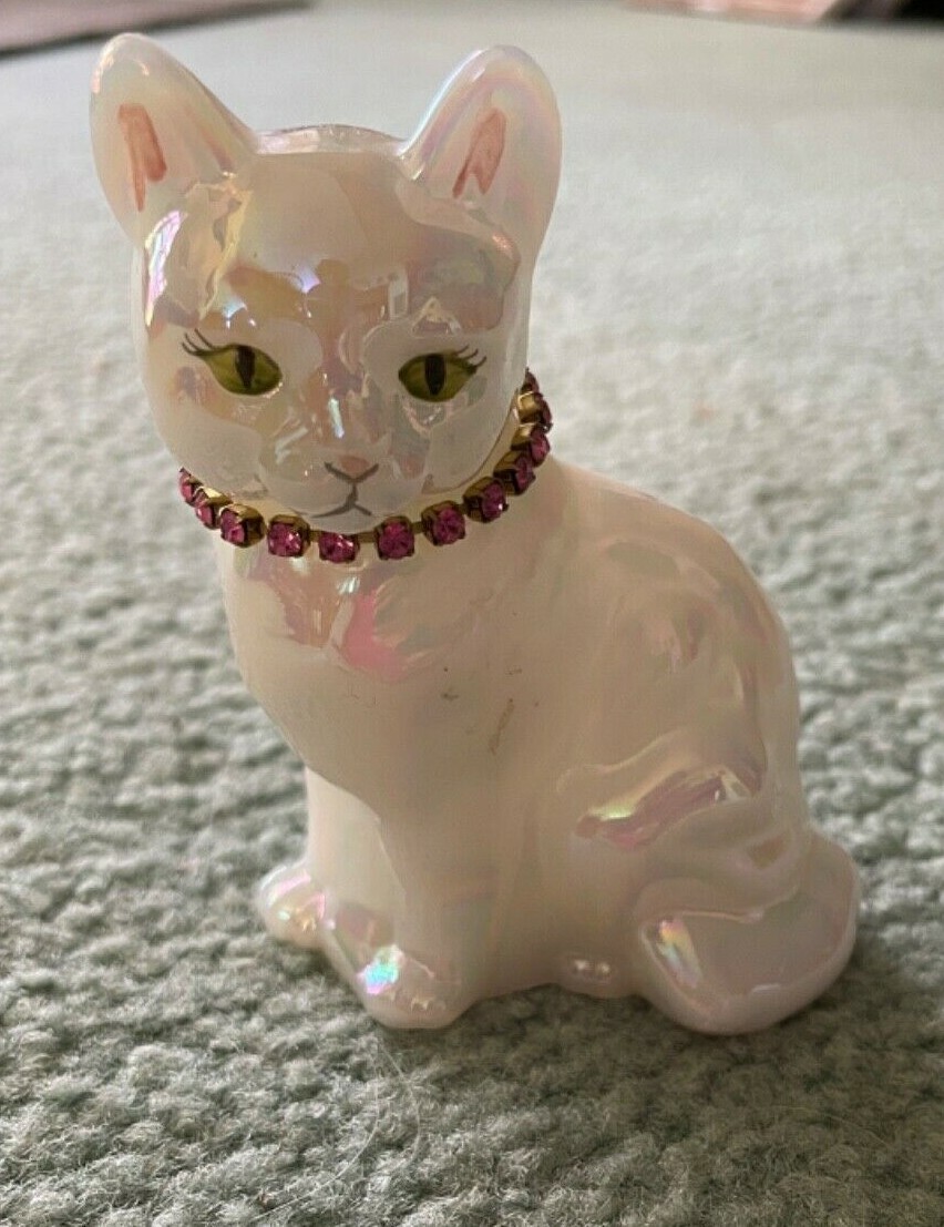 【希少品】FENTON CAT フェントン ガラス 置物　ワインレッド Fenton Hand painted Cat iridescent Signed T.Gaskins | eBay