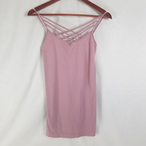 Zenana Outfitters Shirt Womens Small Pink Spaghetti Strap Top Strappy Neck