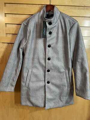 RVHSWDS Women s Button Down Coat Size M White/Gray Stripes NWT