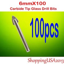 Drill Bit Set 100 Pcs 6mm Carbide Tip Tile, glass, ceramic ,mirror Spare Cutter