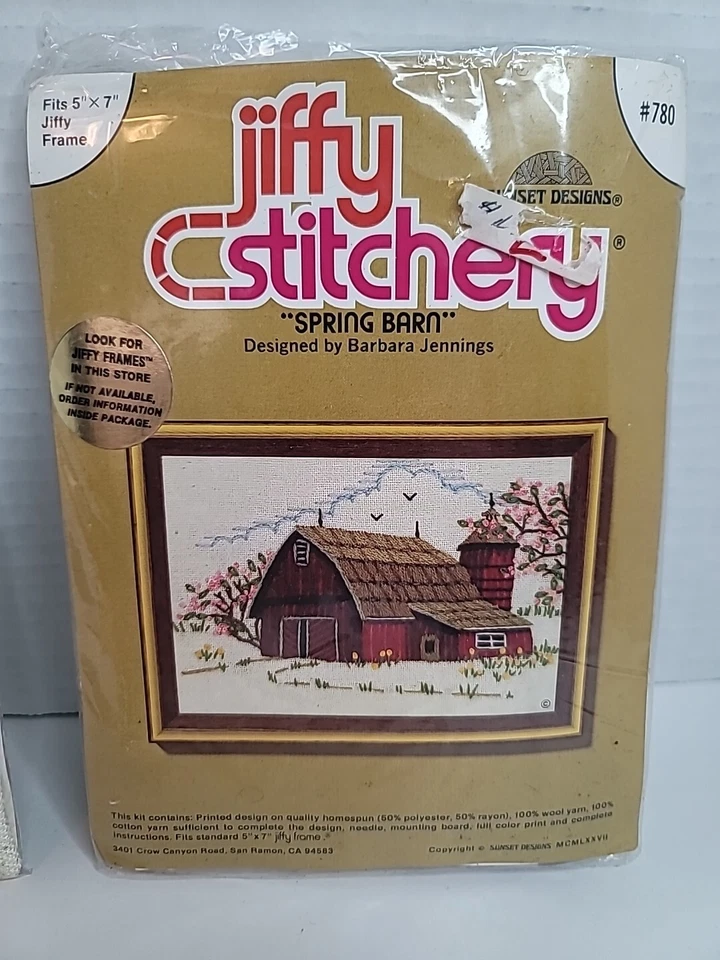 3 kits de punto de cruz contados diseños de puesta de sol de costura de Jiffy vintage escenas de granero  Foto 4 de 4