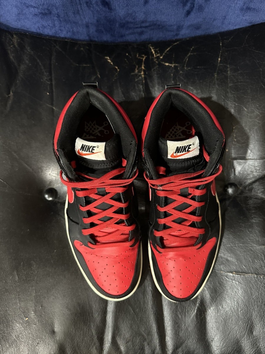 NIKE dunk high bred 赤黒 Nike Dunk High CMFT Bred Black Red White air jordan 1 retro
