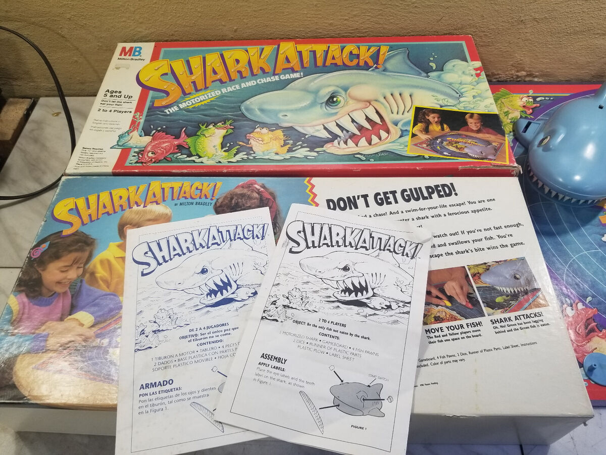 Milton Bradley 1988 Shark Attack Motorized Chase Board Game 100 Complete  for sale online