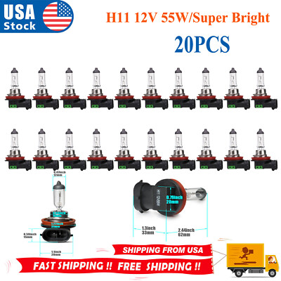20PC H11 12V 55W/Super Bright Ultra White Fog Halogen Bulb Car Head Light Lamp