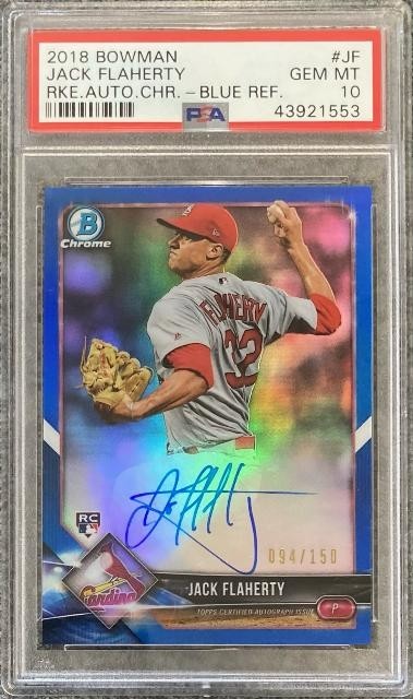 2018 Bowman Chrome JACK FLAHERTY Blue Refractor Auto Rookie RC /150 - PSA 10
