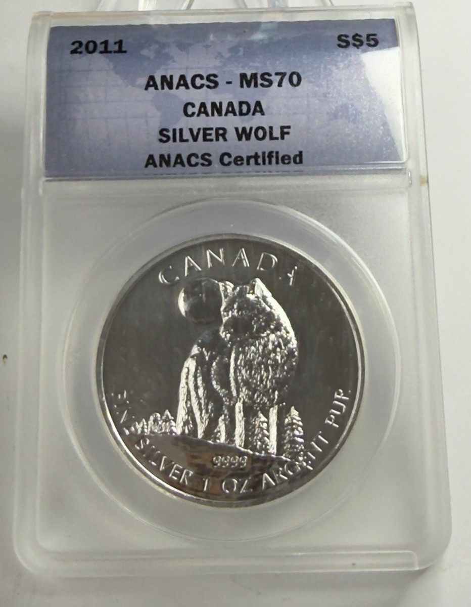 1 oz .9999 Fine Silver Round - 2011 Canada Wolf ANACA MS70 | eBay