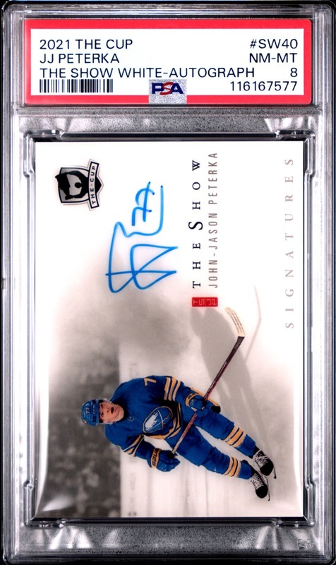 2021-22 UD The Cup #SW-40 Jason Peterka The Show Rookie Auto RC PSA 8 NM-MT