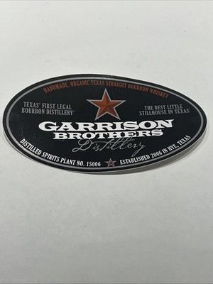 Sticker GARRISON BROTHERS DISTILLERY Organic Texas Straight Bourbon Whiskey 7.5 