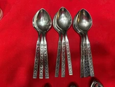 Interpur Cordova Stainless Flatware Floral Diamond Place Spoons Set of 8 Vintage