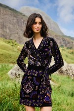 New, Farm Rio Arabesque Mix Scarves Floral Velvet Wrap Minidress Sz XL #MD1244