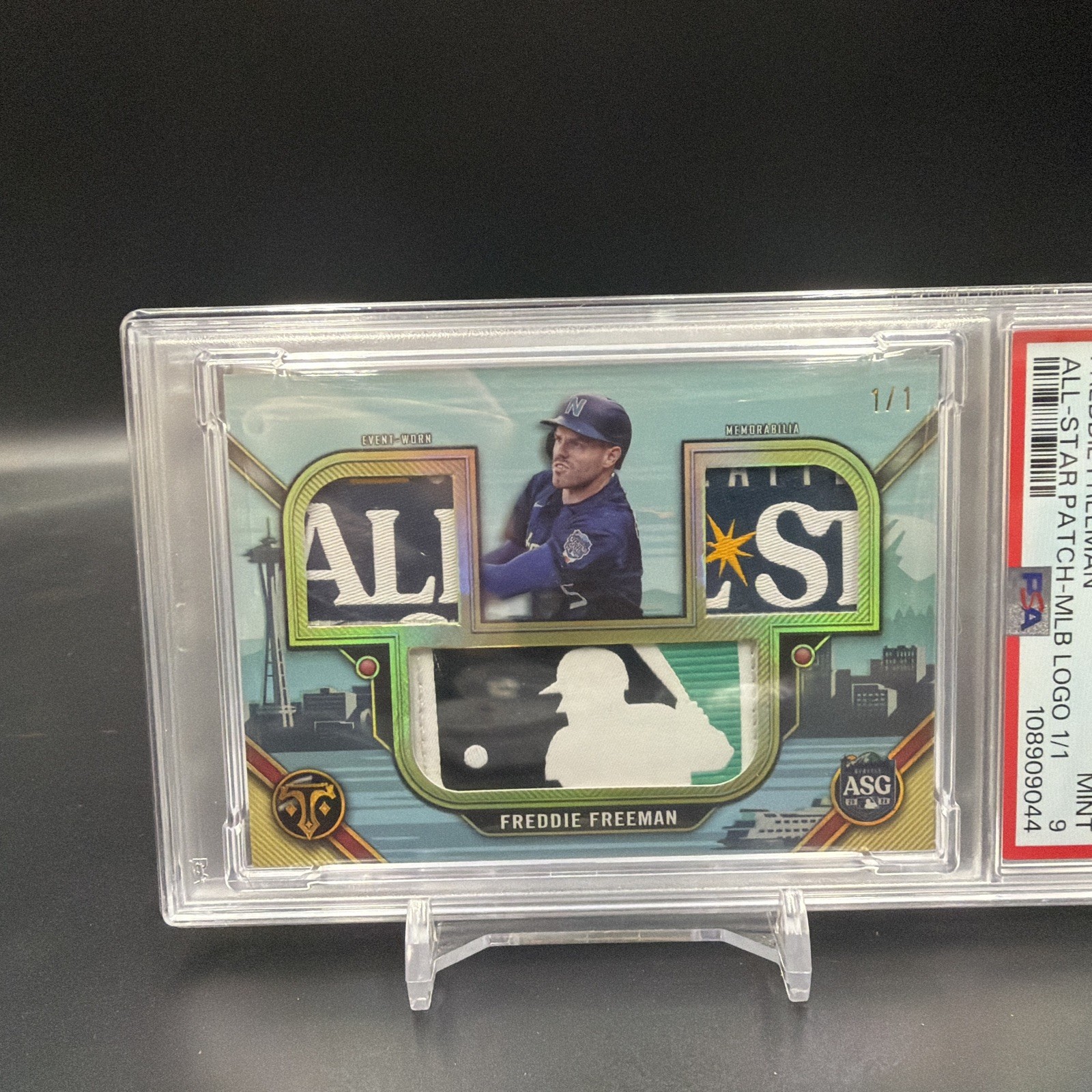 2024 Triple Threads Freddie Freeman 1/1 All-Star Game Worn Logoman Patch PSA 9 view 3