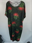 Ava Sky Women's Black Tropical Lehua Floral Boxy Scoop Neck Dress Sz S