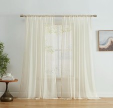HLC.ME Beige Sheer Voile Window 54x84 2 Pack, Rod Panels, Lightweight Curtains