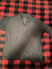 Nike Dri-FIT Men's Gray 1/4 Zip Pullover Long Sleeve Mock Neck Size L Polyester