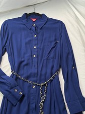 Guess Royal Blue Button Down Front Dress 100% Rayon Size Large