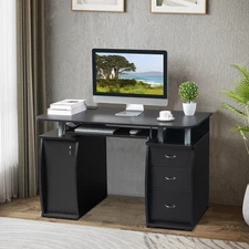 Home Office Desk with 3 Drawer Computer Desk PC Laptop w/ Cabinet +Power Outlets