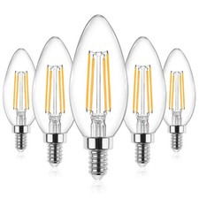 Candelabra LED Light Bulbs 60W Equivalent, Warm White 2700K, 550 Lumen, 5 Pack