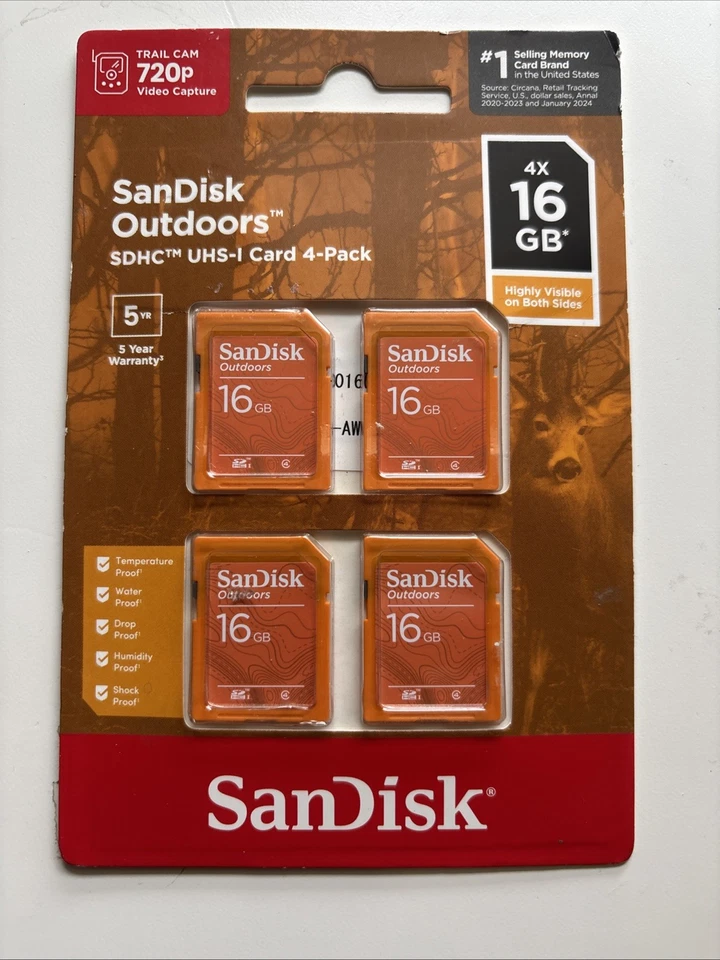 NEW - SanDisk Outdoors SDHC UHS-I Card 4-Pack 16GB - - Image 2 of 3