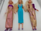 Lot of 3 Vintage Columnar Dresses Barbies with Outfits and Accessories Mattel