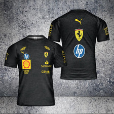 Custom Name - Scuderia Ferrarri Logo 3D Full Black Men's Shirt - All Size