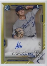 2021 Bowman Chrome Prospects Yellow Refractor 45/75 Austin Cox #CPA-AC Auto 4f5
