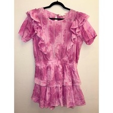 LoveShackFancy Natasha Eyelet Lace Ruffle Flutter Sleeve Mini Dress Size XL