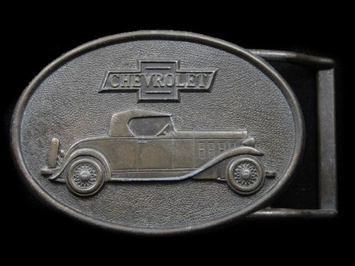 SB01117 VINTAGE 1970s **CHEVROLET** BOWTIE LOGO ADVERTISEMENT BELT BUCKLE