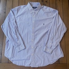 RALPH LAUREN Shirt Mens 2XB Big Stretch Oxford Gingham Check Cotton Baby Blue