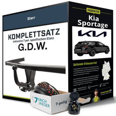 Anhängerkupplung starr für KIA Sportage +E-Satz (AHK+ES) PKW KIT NEU ABE