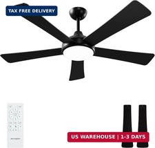 52 Inch Ceiling Fans with Lights and Remote - Black Ceiling Fan with Light, Quie