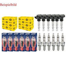 6x HELLA Zündspule +6x NGK Zündkerze Iridium IX passend für BMW 3er Coupe E46