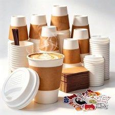 Disposable Paper Coffee Cups With Lids And Sleeves Hot Drinkware Supplies