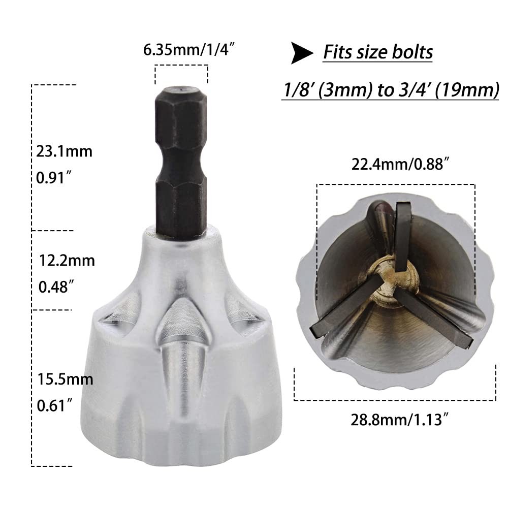 Saipe Deburring External Chamfer Tool Hex Shank Bolt Thread Repair Tool Debur...