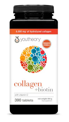 Kollagen + Biotin Youtheory Advanced Formula gesunde Vitamine 390 Tabletten