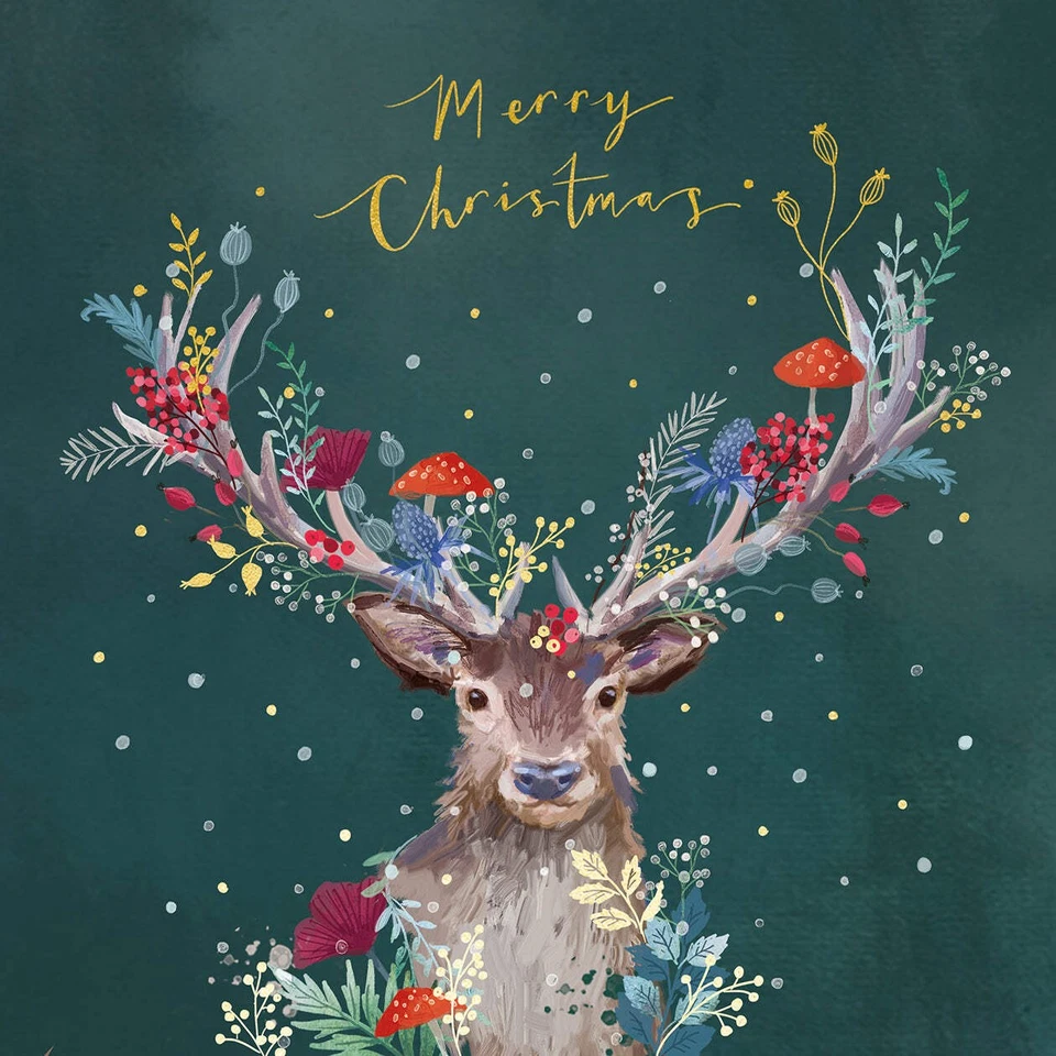 ST ANN'S HOSPICE ONLINE SHOP 'Decorated Stag' Pack of 10 Charity Christmas Greetings Cards