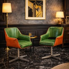 Fauteuils Vintage en Simili Cuir Aluminium USA Années 60-70