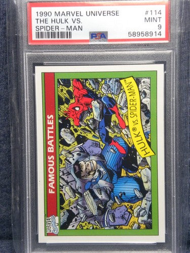 1990 Impel Marvel Universe #114 The Hulk vs. Spider-Man PSA-9 Mint